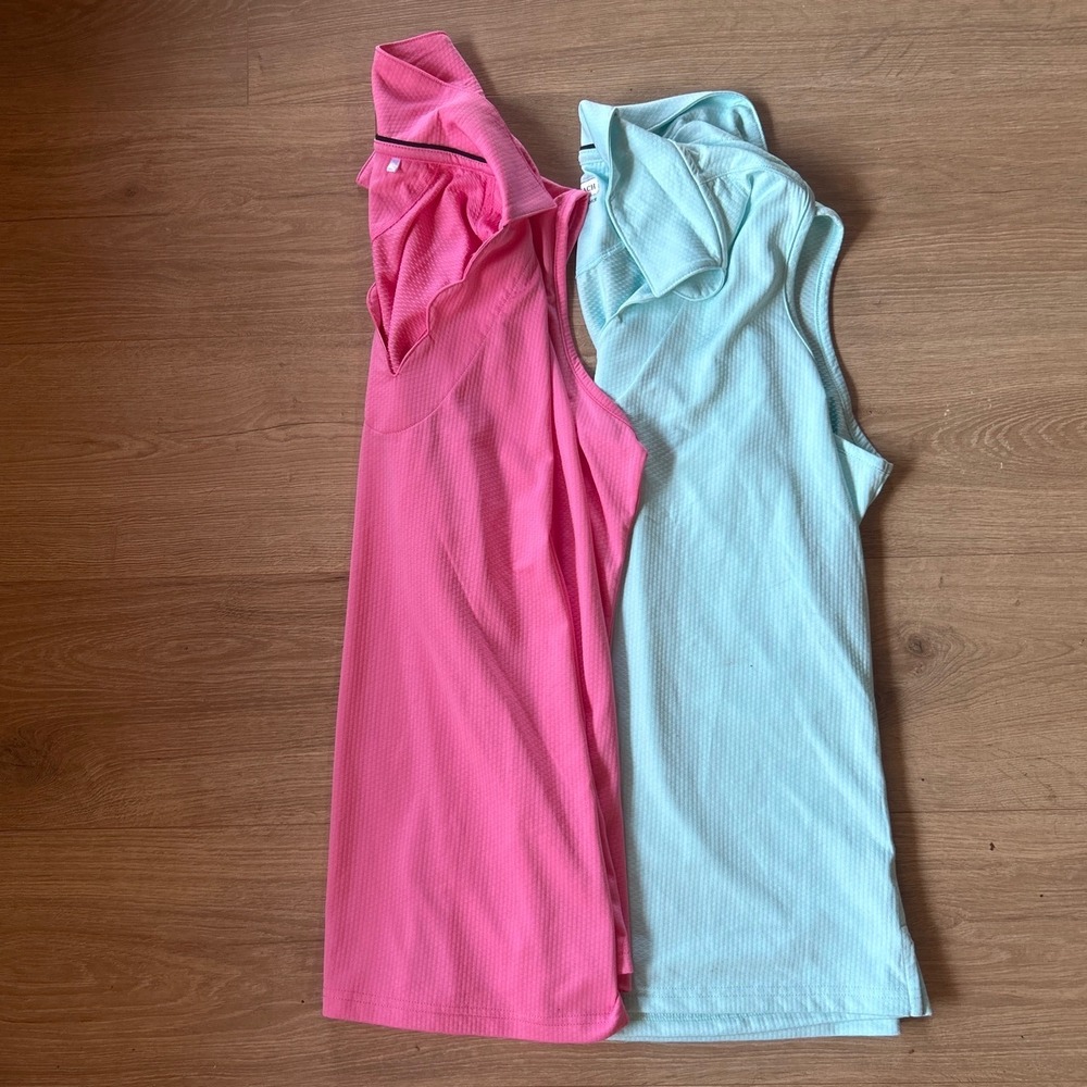 Pebble Beach Dry-Luxe Performance Sleeveless Golf Polo 2 Pack Pink Mint XL